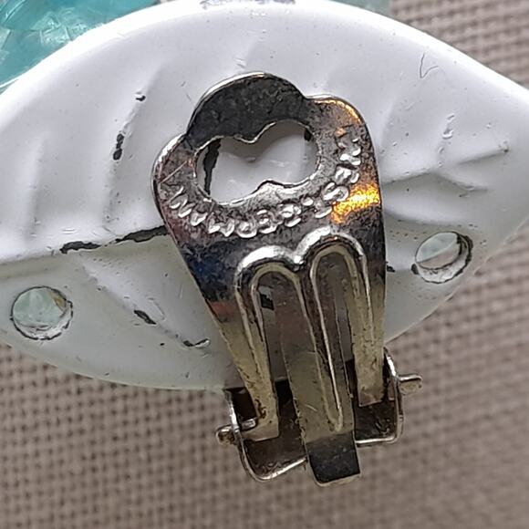 Vintage West Germany Aqua Lucite Bead Necklace Earrings Set, 1940s - Picture 10 of 13